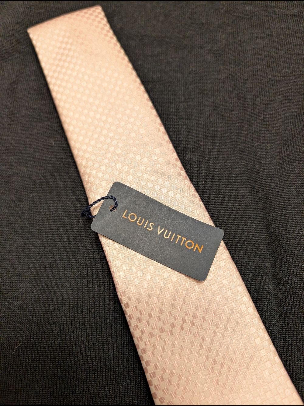 Louis Vuitton Blush Pink Checker Silk Tie